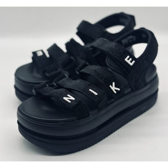 NEW Nike Icon Classic SE Platform Black White Sandals FJ2596-001 Women’s Size 9 - Picture 1 of 7